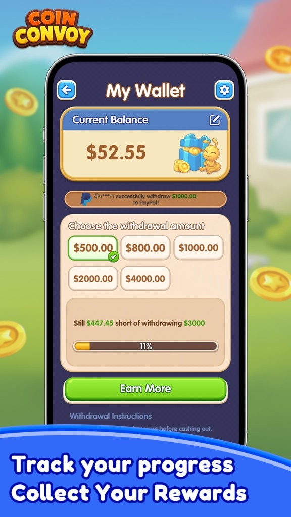 Wallet and balance screen